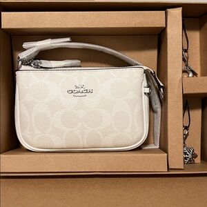 Coach White Leather Wristlet & Charms NIB